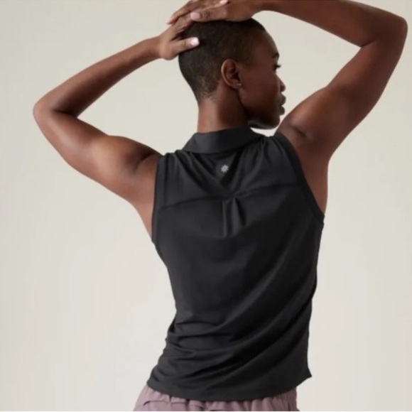 Athleta Advantage Black Sleeveless Polo Tank Top Size Medium - Picture 2 of 12